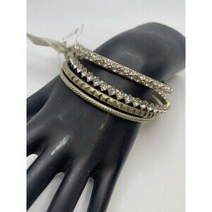 Ann Taylor Loft 4 Piece Gold Tone & Rhinestone Bangle Bracelet Set New